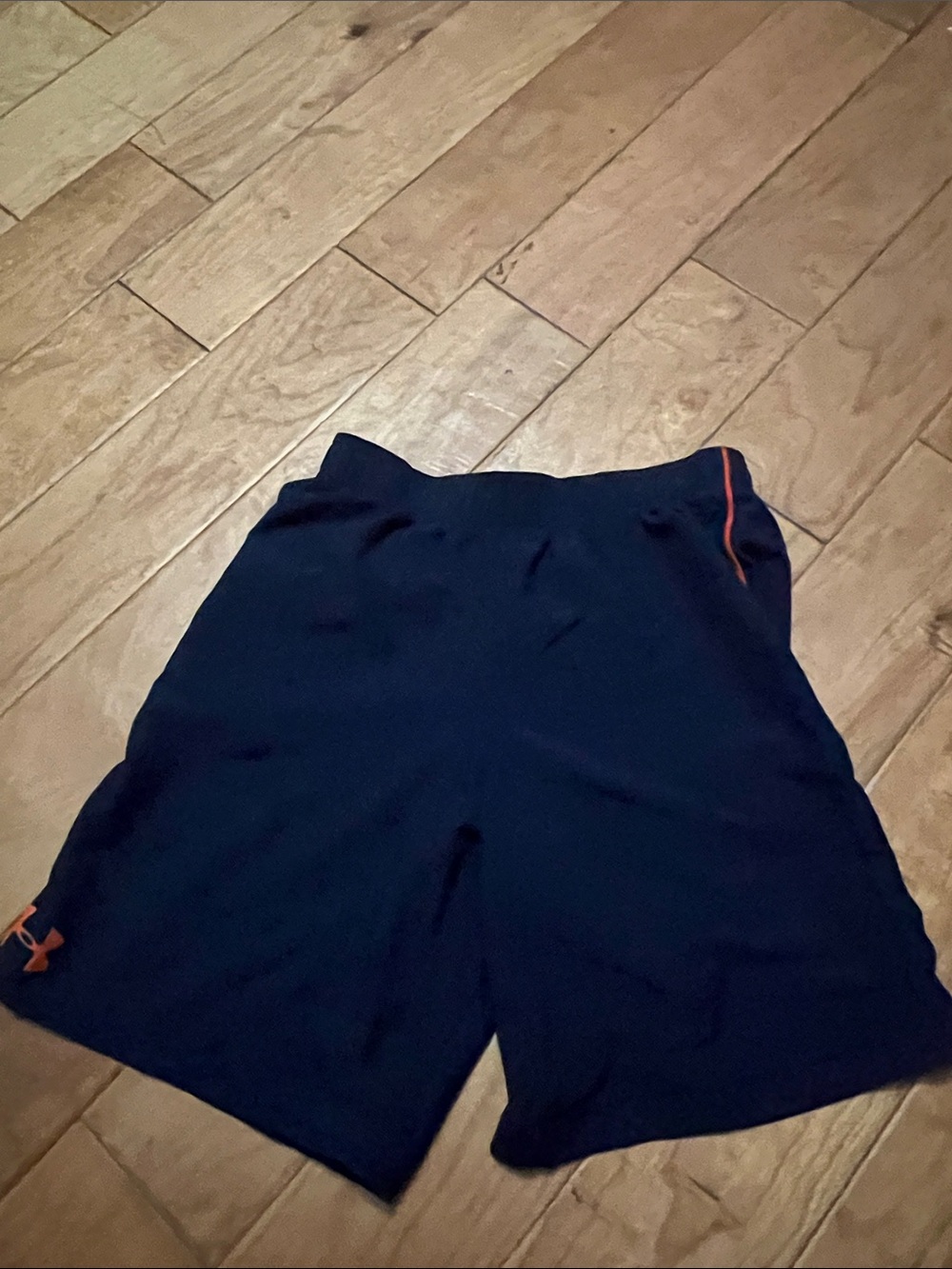 Under Armour Navy Athletic Shorts with Orange Trim